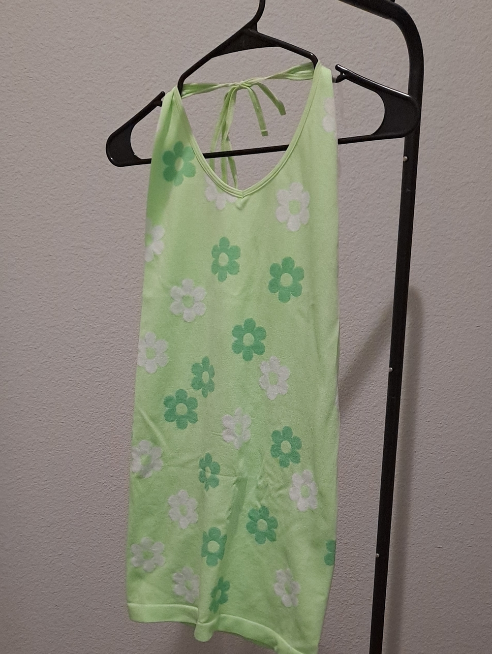 Women’s Lime Green Floral Halter Sleep Dress